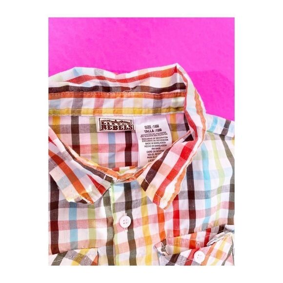 Little Rebels Plaid Shirt Botton Up Casual 18 math - Picture 3 of 5